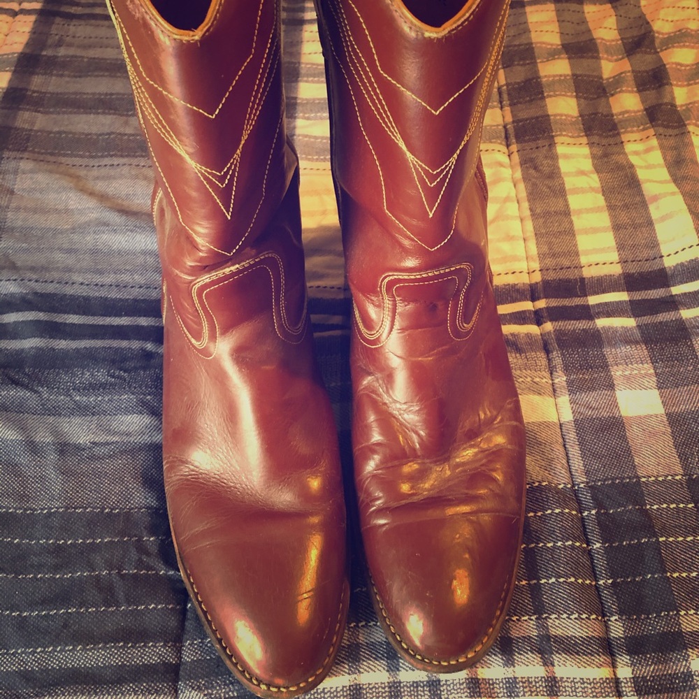 Vintage Genuine Leather Cowboy Boots